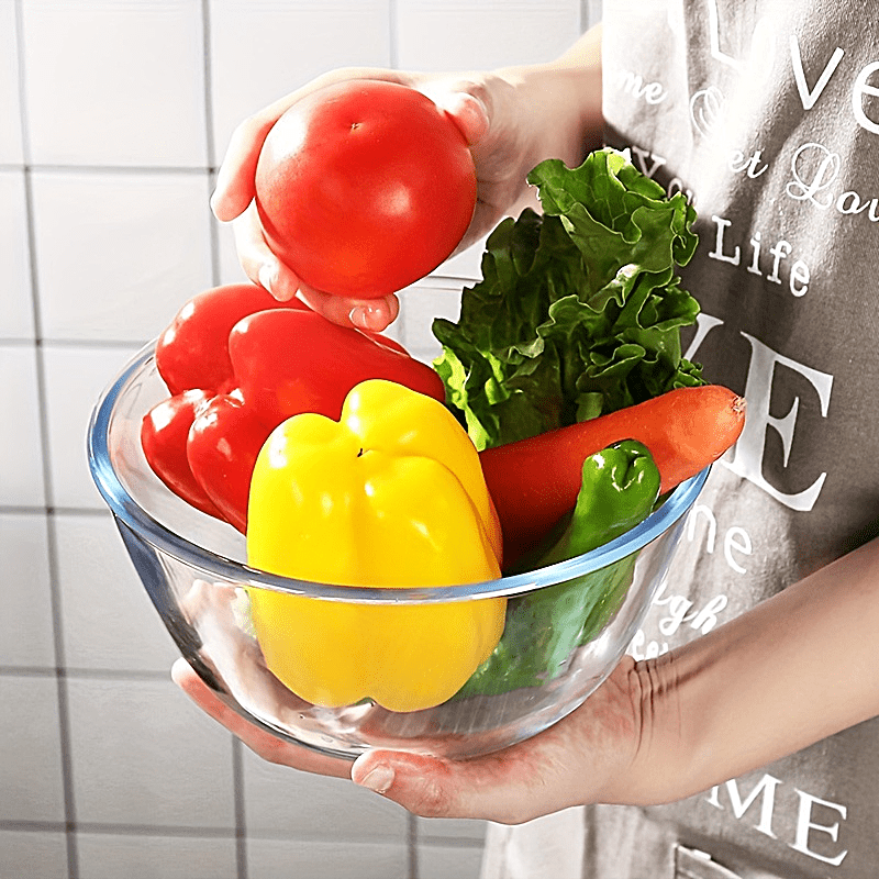 Transparent Glass Bowl, High Temperature Resistant Salad Bowl