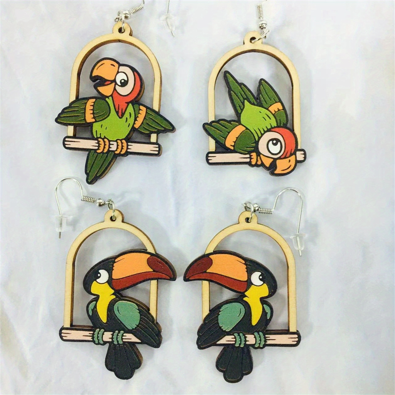 Wooden hot sale parrot earrings