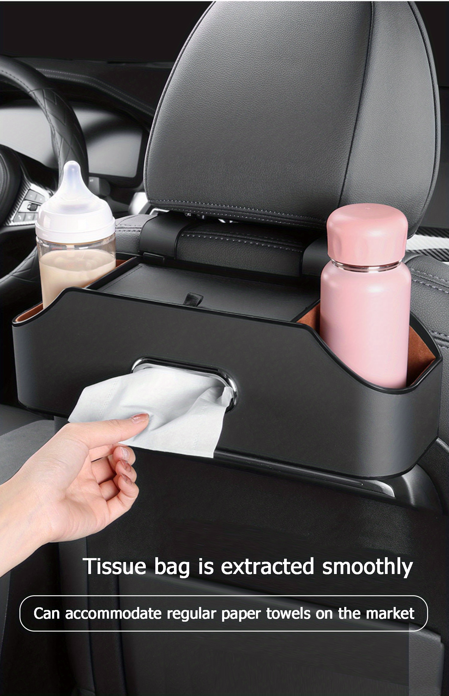 Car Cup Holder Exquisite Workmanship High Capacity Convenient  Moisture-proof Dustproof Save Space Arc Opening Multi-function Car Tissue  Box For Car Me