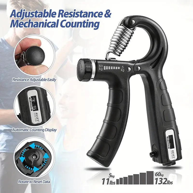 5pcs grip strength trainer kit with counter adjustable hand gripper finger exerciser relax ball and more enhancing hand strength reducing stress black relax tools feature durable polypropylene gym accessories Product details 3