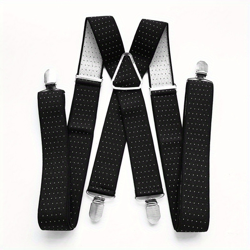 Image of Large Size Dot Printed Suspenders For Men, 1.37-inch Wide 47.24-inch Long, 4 Clips Unisex Suspenders, High Elastic Adjustable For Office, Outing, Party And Wedding Accessories