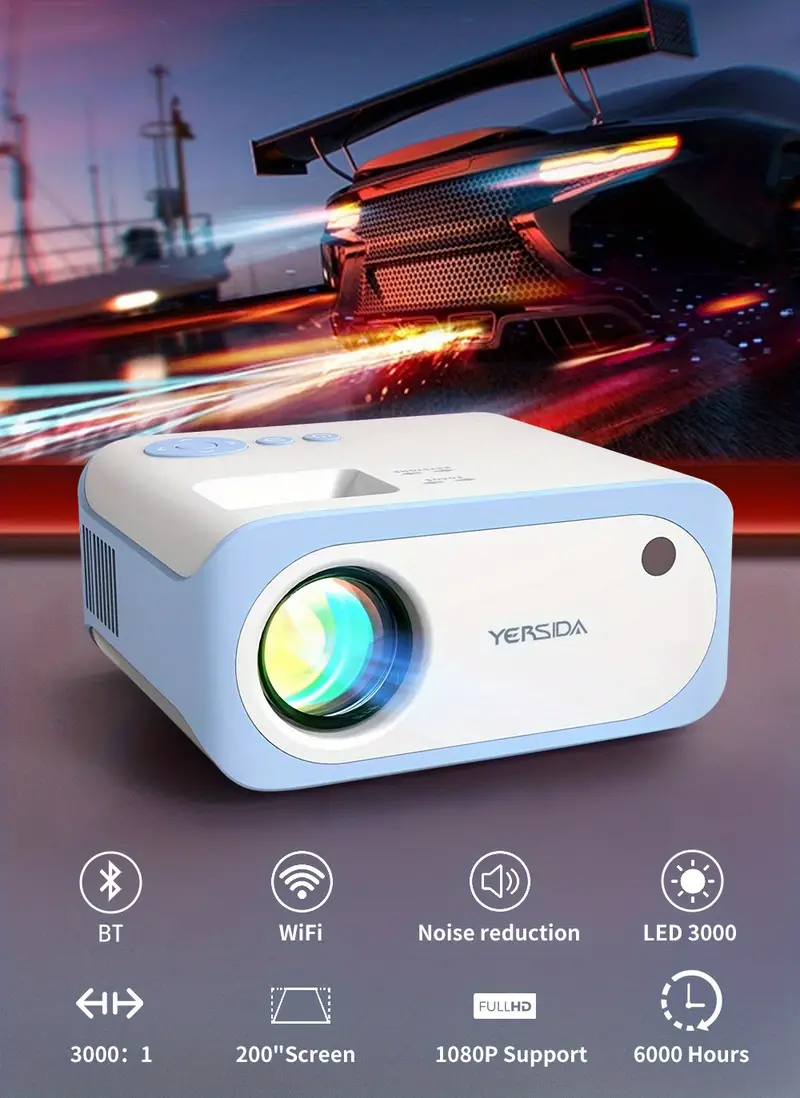 yersida projector p2 portable outdoor video mini proyector support 1080p wifi synchronous mobile phone led smart tv cinema home camping proyector compatible with android ios windows tv stick hdmi usb details 0