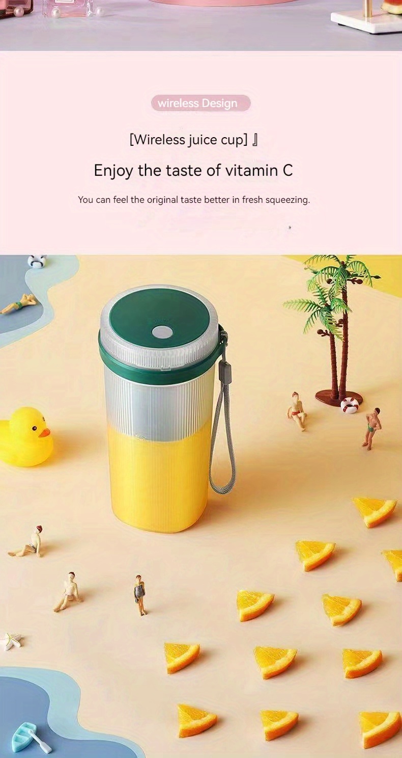 1pc orange juicer machine usb rechargeable portable juicer 300ml mini blender for smoothies and shakes details 3