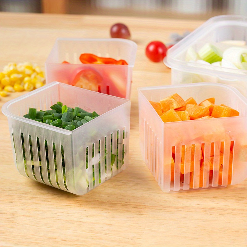 Fruit Vegetable Storage Containers For Fridge Draining Fresh Containers 3  In 1