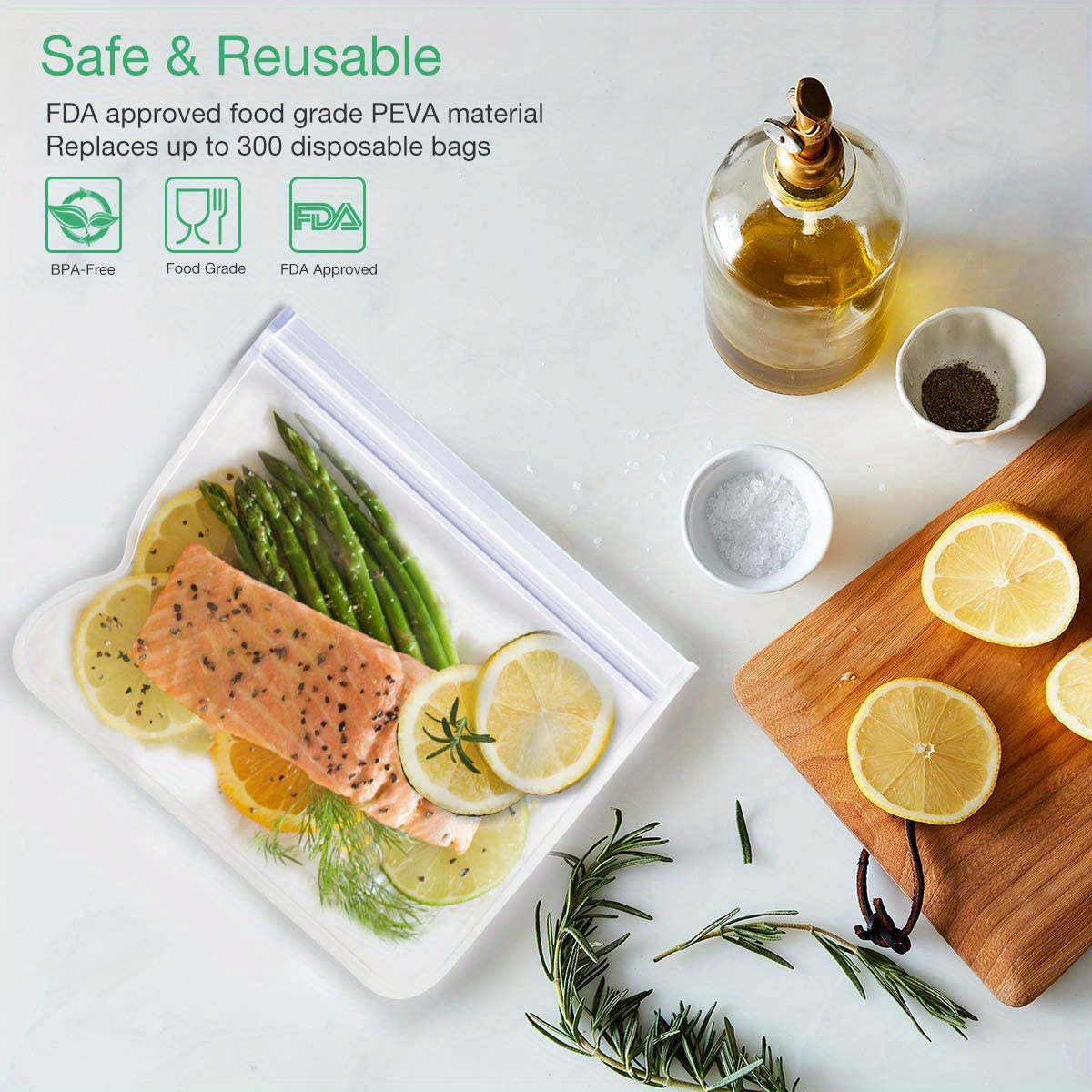 Reusable Food Storage Bags, Bpa Free Reusable Freezer Bags, Peva Leakproof  Silicone Food Bags, 5 Gallon Freezer Bags, 5 Reusable Sandwich Bag, 2  Reusable Snack Bags, Kitchen Accessories - Temu