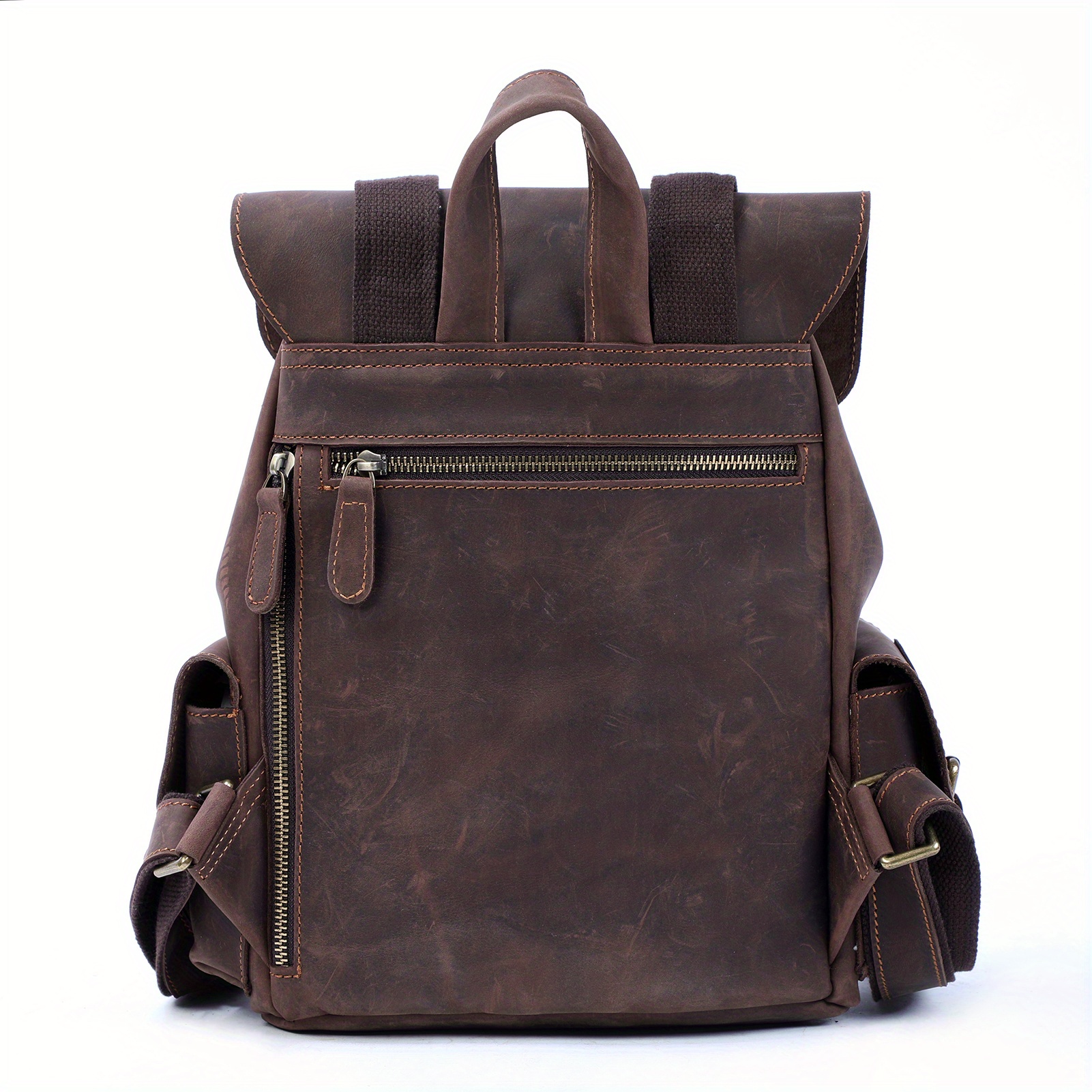 Vintage Genuine Leather Backpack Classic Schoolbag Crazy Horse Leather ...