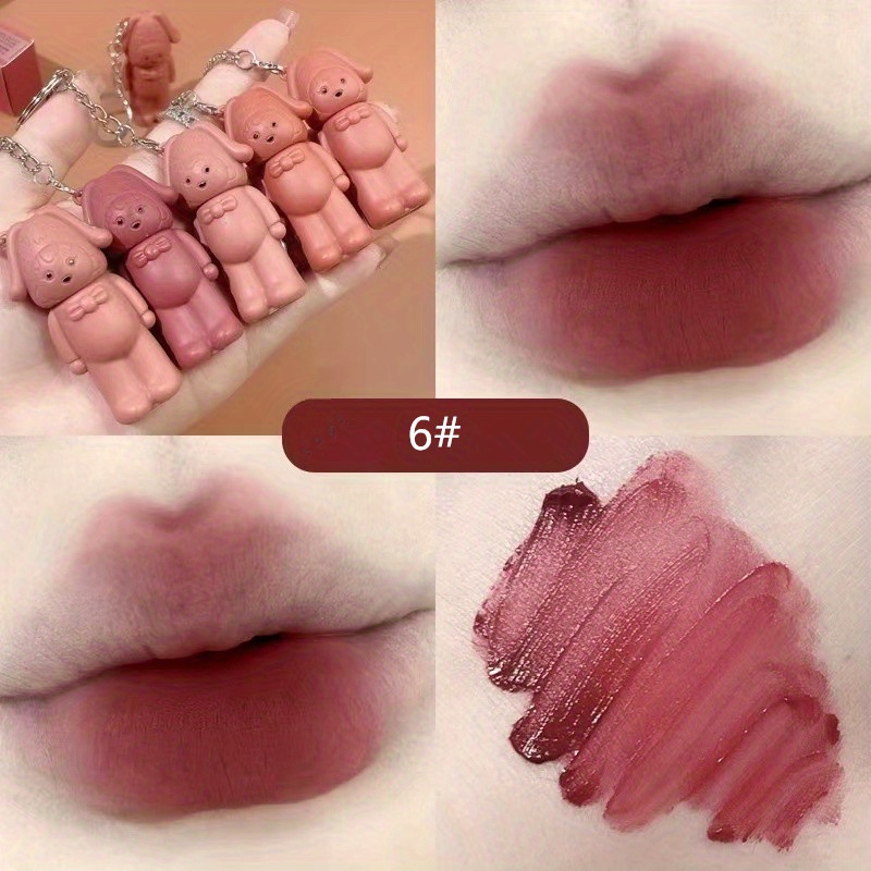 Bear Keychain Lip Stain Velvet Matte Long Lasting Lip Mud