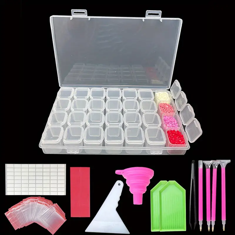 Diamond Painting Tools Storage Box With Funnel Sticker Pen - Temu