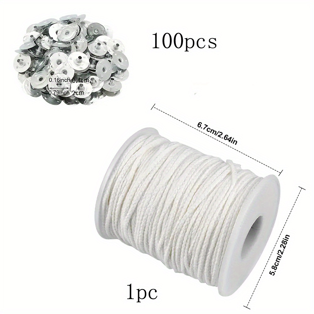 1 Roll 61 Meter Pre Waxed Wicks Candle Making Material DIY Cotton 18  Strands Braided Candle Wick Spool for DIY Candle (White) 