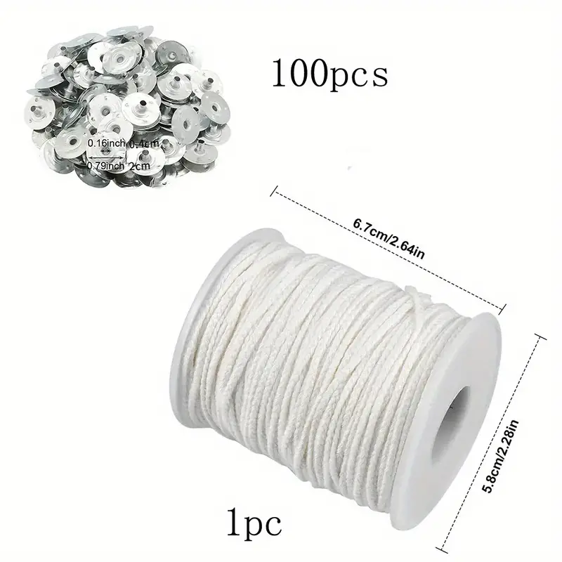Cotton Candle Wicks 100 Base Metal Support Sheets Braided - Temu