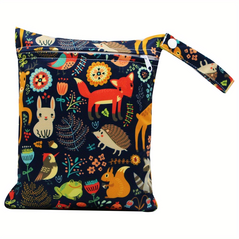 TEMU 1pc Adorable Black Animals Print Reusable Wet Bag - Keep Your Bag Cute & Convenient! Christmas, Halloween, Thanksgiving Gift