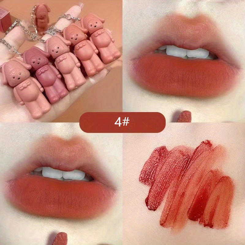 Bear Keychain Lip Stain Velvet Matte Long Lasting Lip Mud