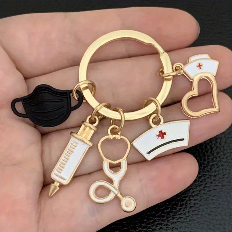 Medical Tool Keychain Syringe Stethoscope Nurse Hat Key Ring - Temu