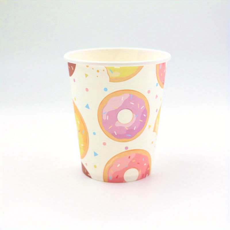 Donut Party Supplies With Donut Plates Cups Napkins Straws - Temu