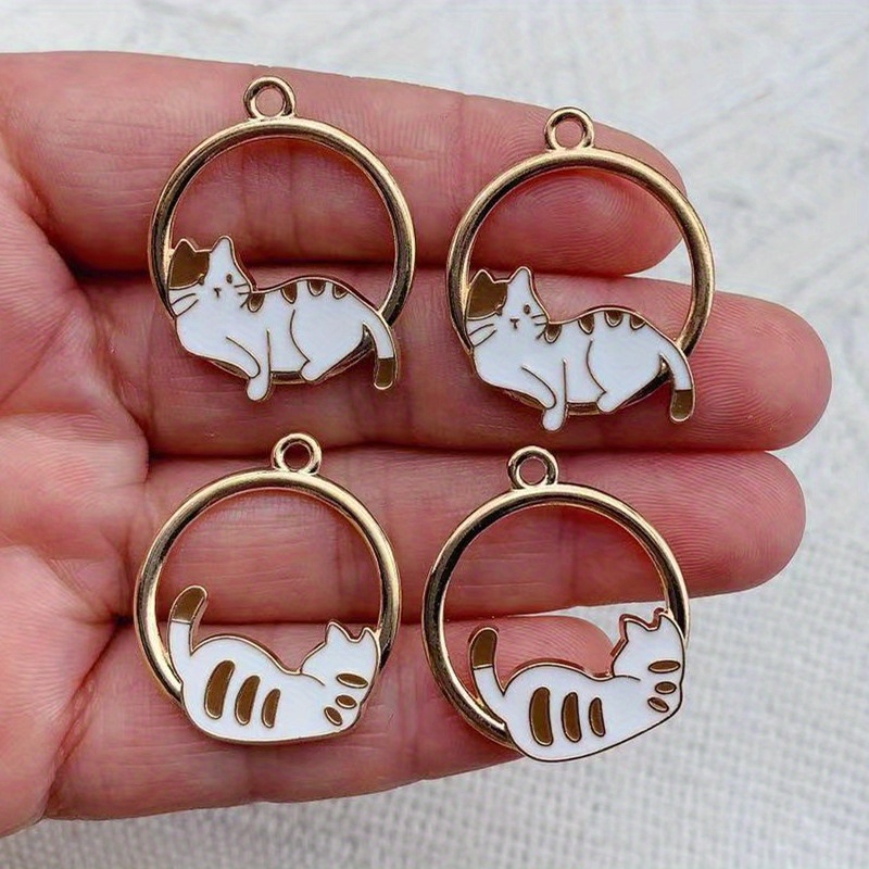 10pcs Funky Cute Cartoon Animal Cat Charms Golden Metal Pendants for DIY Jewelry, Jewels Making Accessories Necklace Bracelets Keychains Earrings