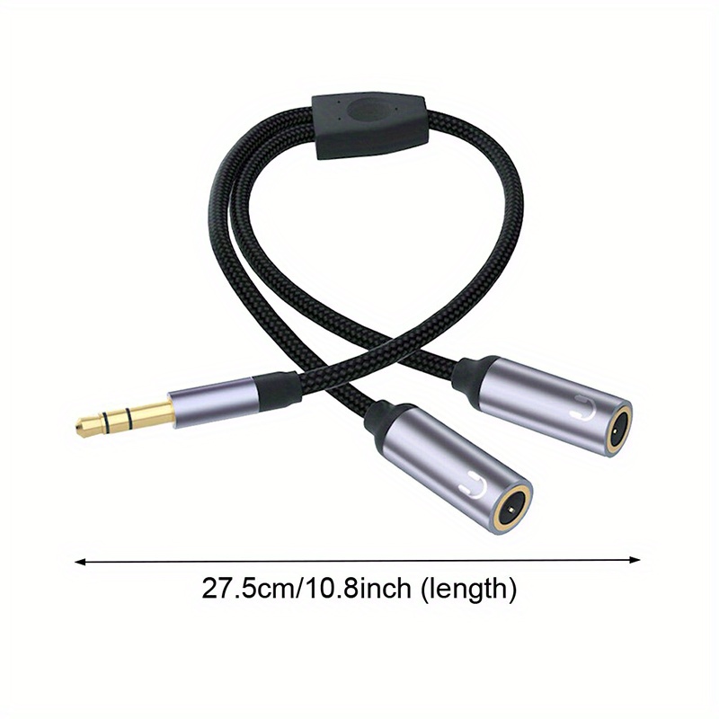 3.5mm Audio Splitter Jack Plug Male to Aux Female Microphone