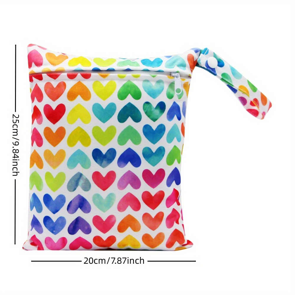 1pc Lovely Heart Print 19.99*24.99cm Small Reusable Wet Bag