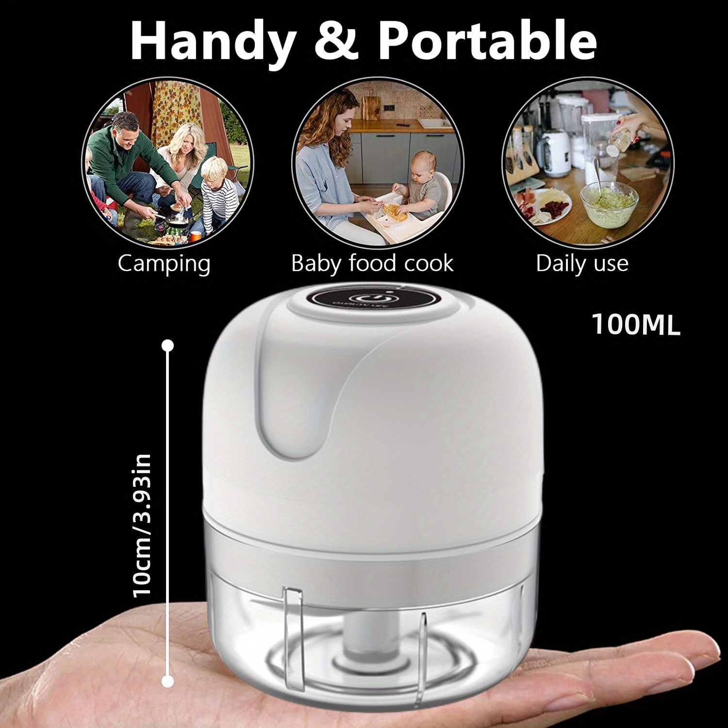 Wireless Electric Mini Garlic Chopper, Small Food Processor USB Charging  with 2 Cup (250ML & 100ML), Portable Garlic Slicer Masher Blender for  Ginger, Vegetables, Onion, Nuts, Pepper, Meat, Baby Food 