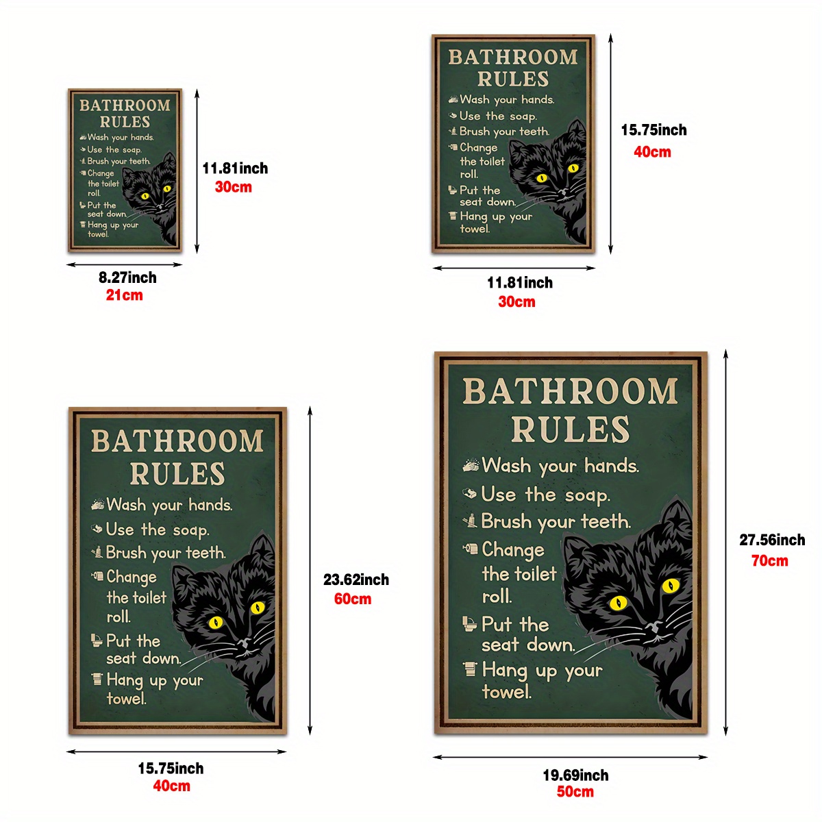 Black Cat and Sink CO Wash Your Paws Poster, Bathroom Decor, Wall Art Decor,  Black Cat Poster, Funny Bathroom Poster No Frame Canvas 