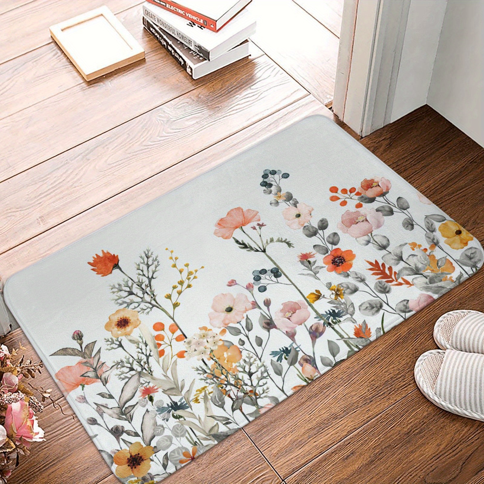 GIBZ Vintage Kitchen Floor Rug Anti Fatigue Extra Large Soft Floral Mat  Washable Leather Pad with Non Slip Backing, 47×70