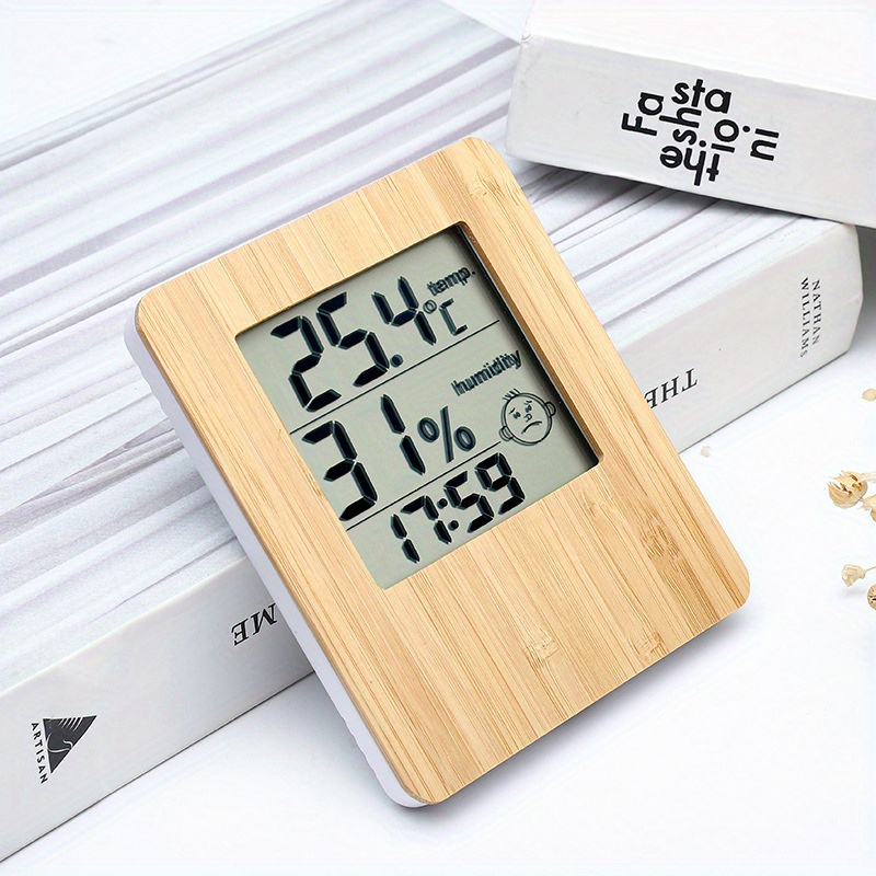 1pc Orologi Da Tavolo In Bambù Digitale Multifunzionale, Orologi Da Tavolo  In Legno Con Display LCD Con Funzione Di Temperatura E Umidità, Display  Facciale Segnale LCD Mostra Lo Stato Della Temperatura Orologi