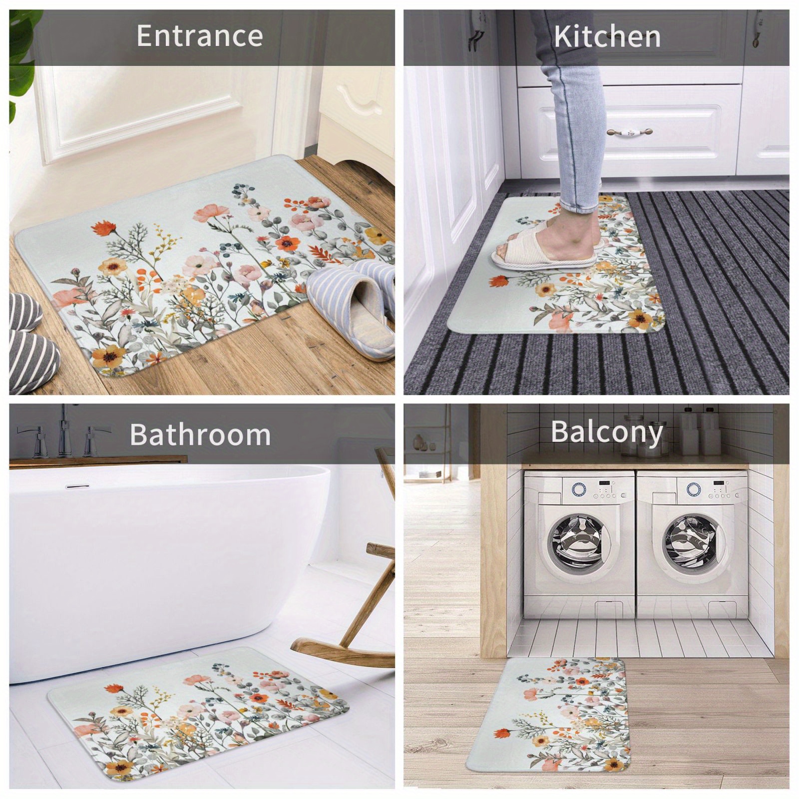 Floral 2 Pcs Anti Fatigue Herbs Floral Kitchen Floor Mat Washable Wate –  Joanna Home