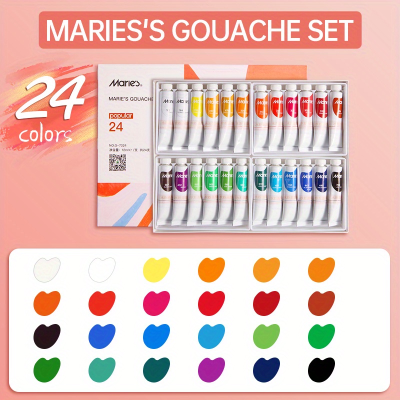 Marie's Gouache Paint Set 12/18/24/36 Colors X 0.4fl Oz - Temu
