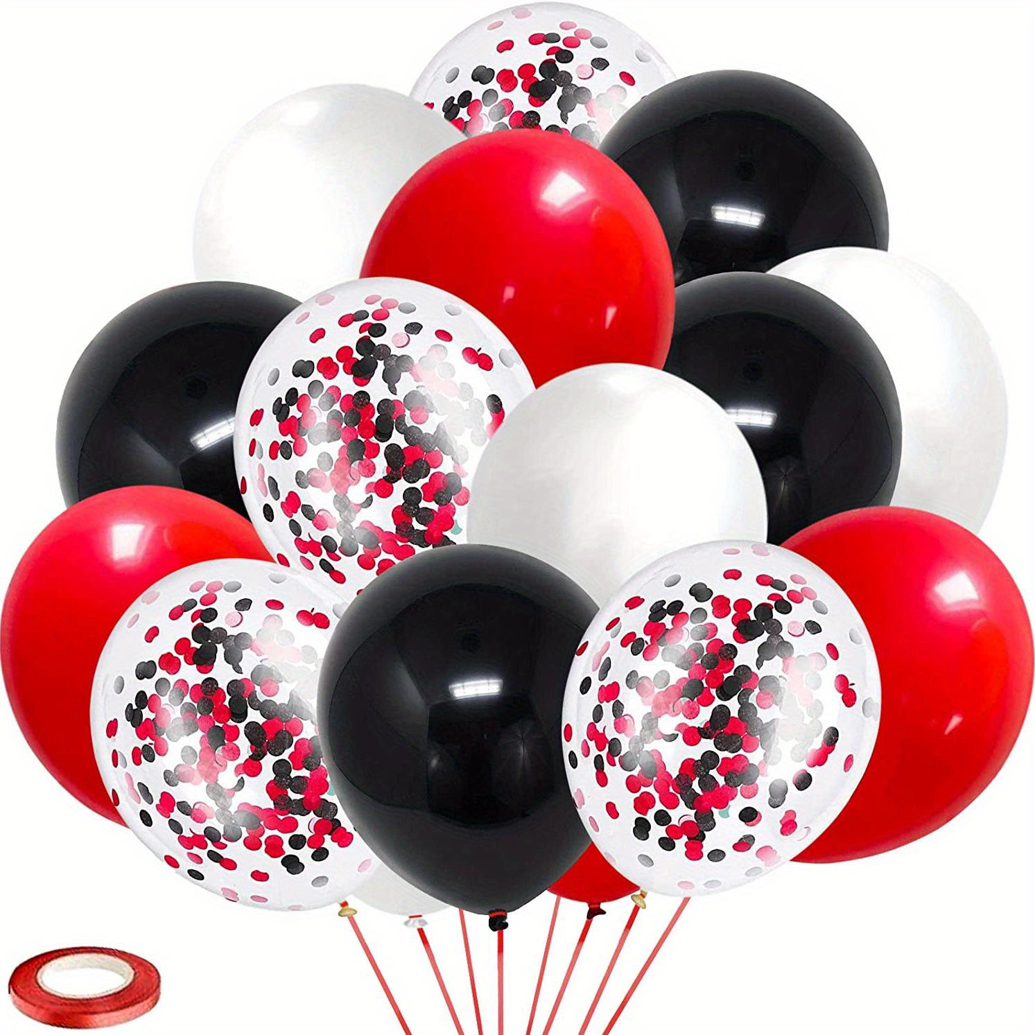 Red And Black Birthday Party Tableware Set Confetti - Temu
