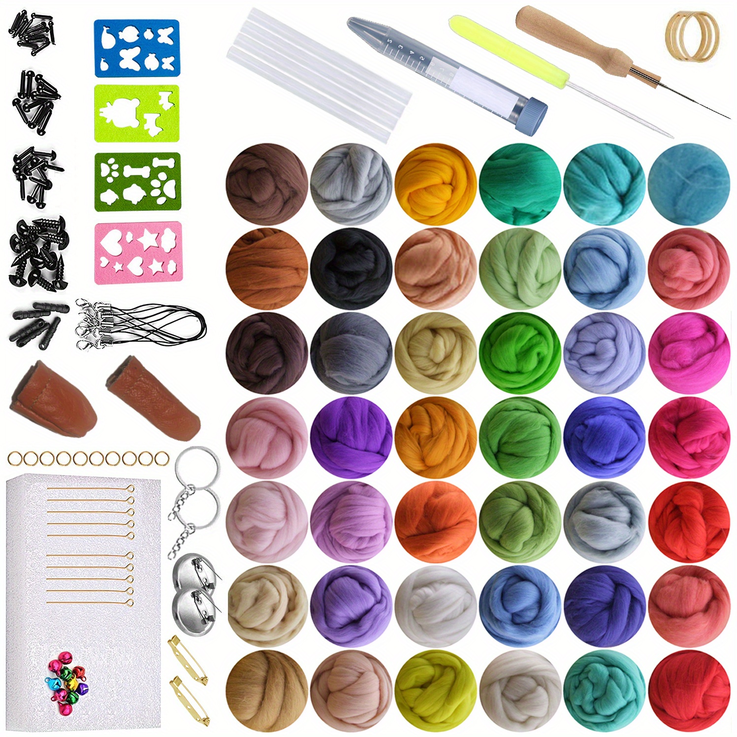Needle Felting Kit,Needle Felting Kit for Beginners,Wool Needle Felting  Beginner Kits with Colorful Wool,Felting Needles,Instructions,for Adults
