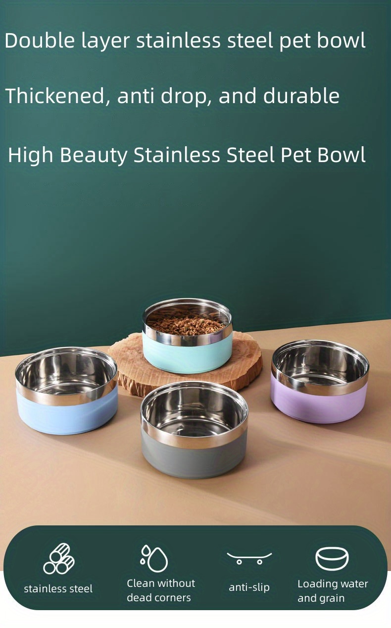 Premium Double-layer Stainless Steel Pet Bowl - Anti-slip & Anti