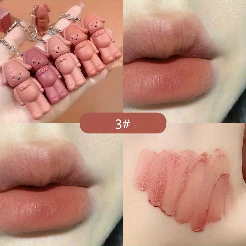 Bear Keychain Lip Stain Velvet Matte Long Lasting Lip Mud