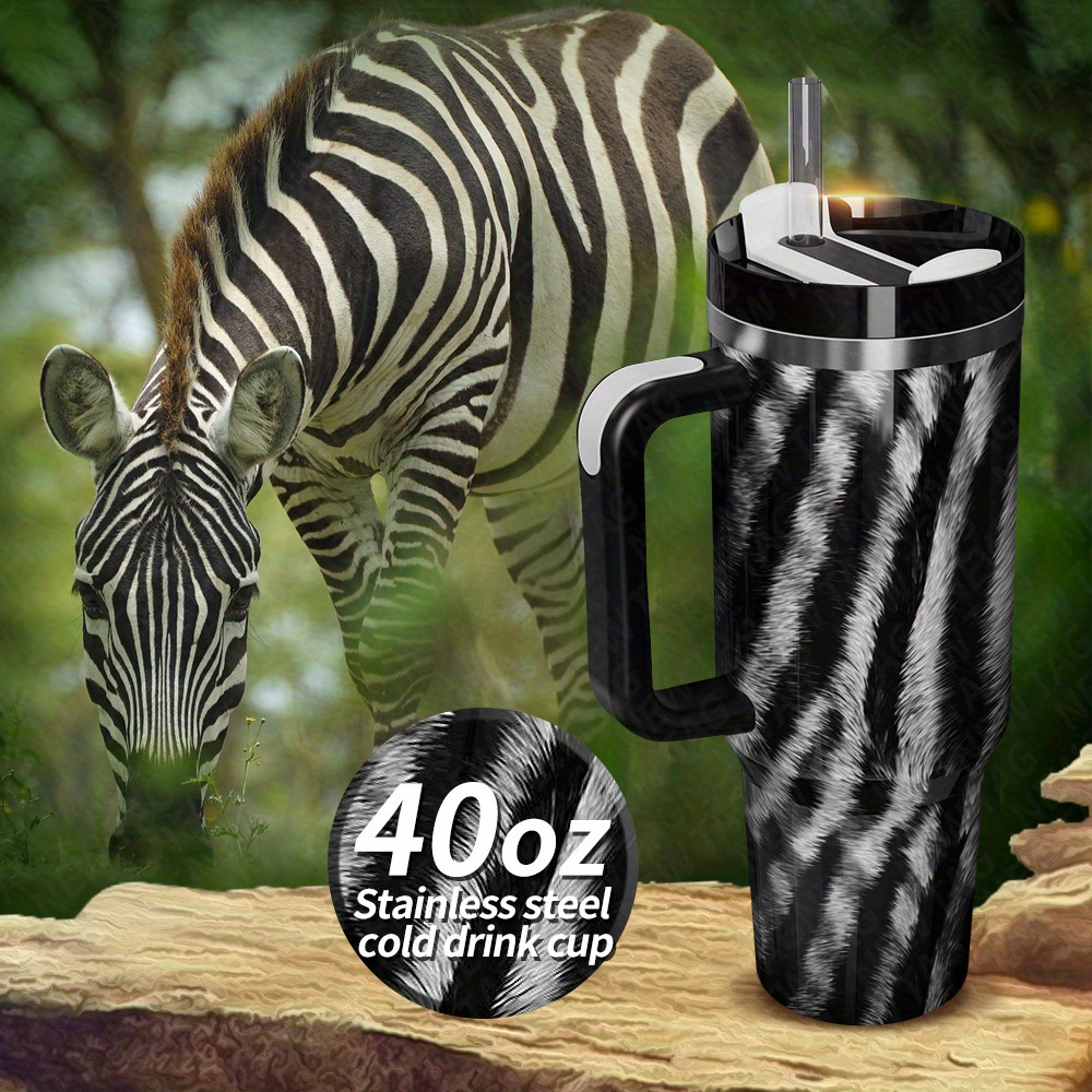 Tiger Pattern Tumbler With Lid And Straw 304 Stainless Steel - Temu