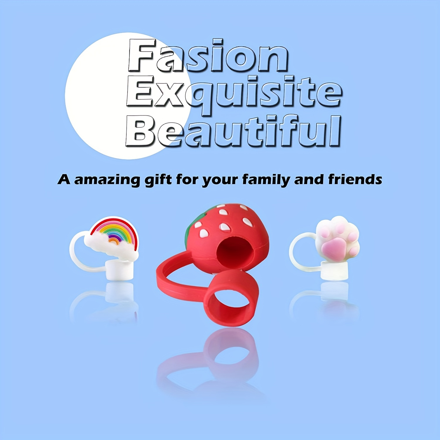 Cute Cartoon Straw Covers Stanley Tumbler Cups Reusable Temu