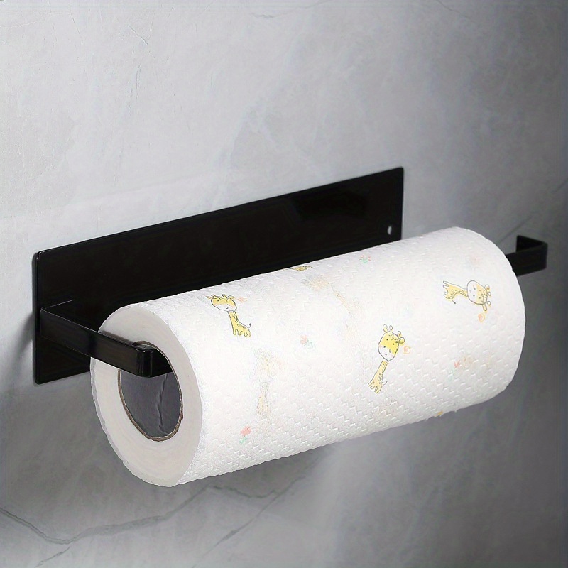 Adhesive Paper Towel Holder Under Cabinet, Black Paper Towel Roll