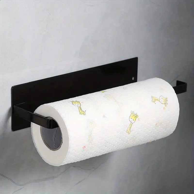Adhesive Paper Towel Holder, Under Cabinet Wall Mount For Kitchen Towel,  Black Roll Stick To Wall, Kitchen Accessories - Temu Germany