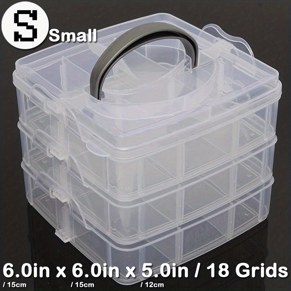 Kurtzy 3 Tier 30 Compartments Stackable Storage Box - Plastic Storage Box with Adjustable Compartments - Transparent Container for Storing & Orga
