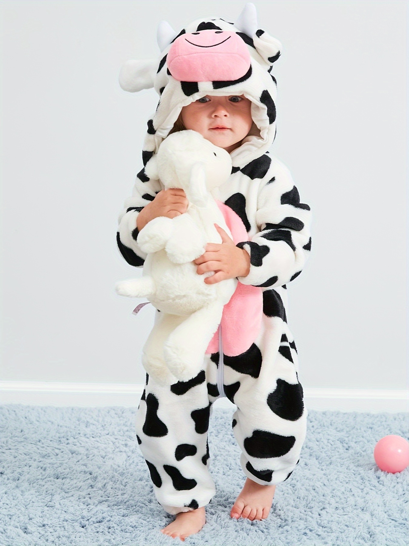Disfraz de vaca de vestir para niños pequeños - Adorable mono de vaca de  felpar Onesie