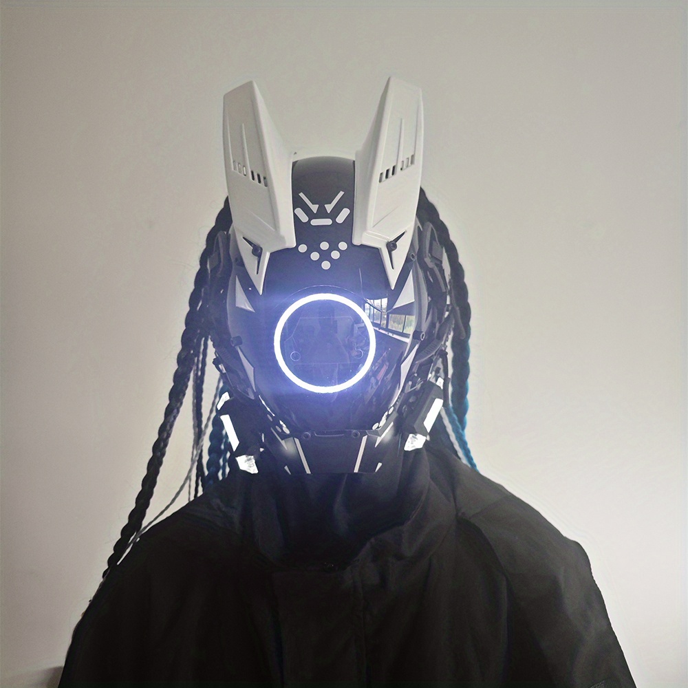 Cyberpunk Braid Wig Mens Mask Led Luminous Mask Halloween Party Music  Festival Decorations Science Fiction Equipment Suitable Men Women, Buy ,  Save