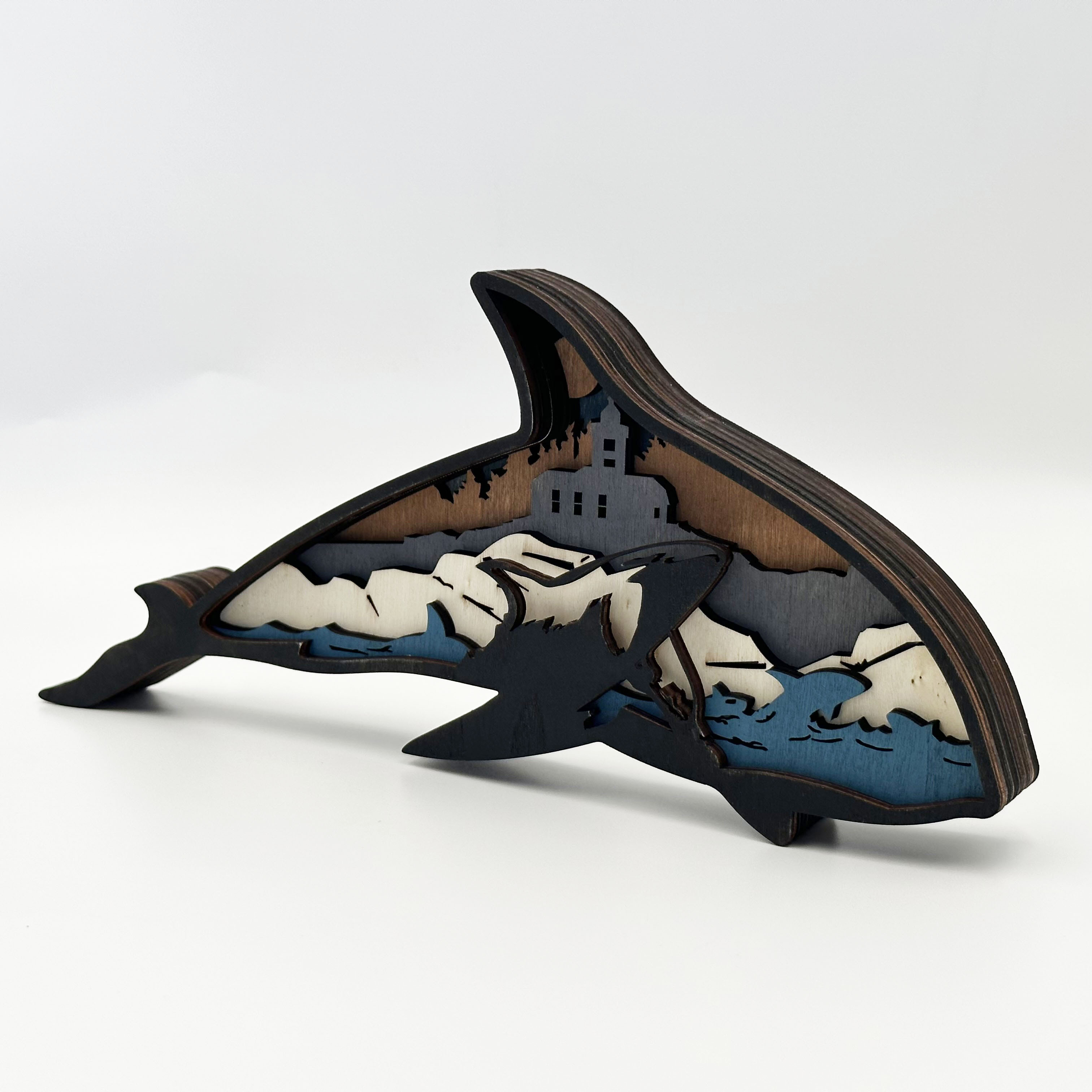 Achetez cette découpe de dauphin en bois sautant, énorme créature océanique  artisanat inachevé, peinture par ligne, bricolage gravé forme d’artisanat
