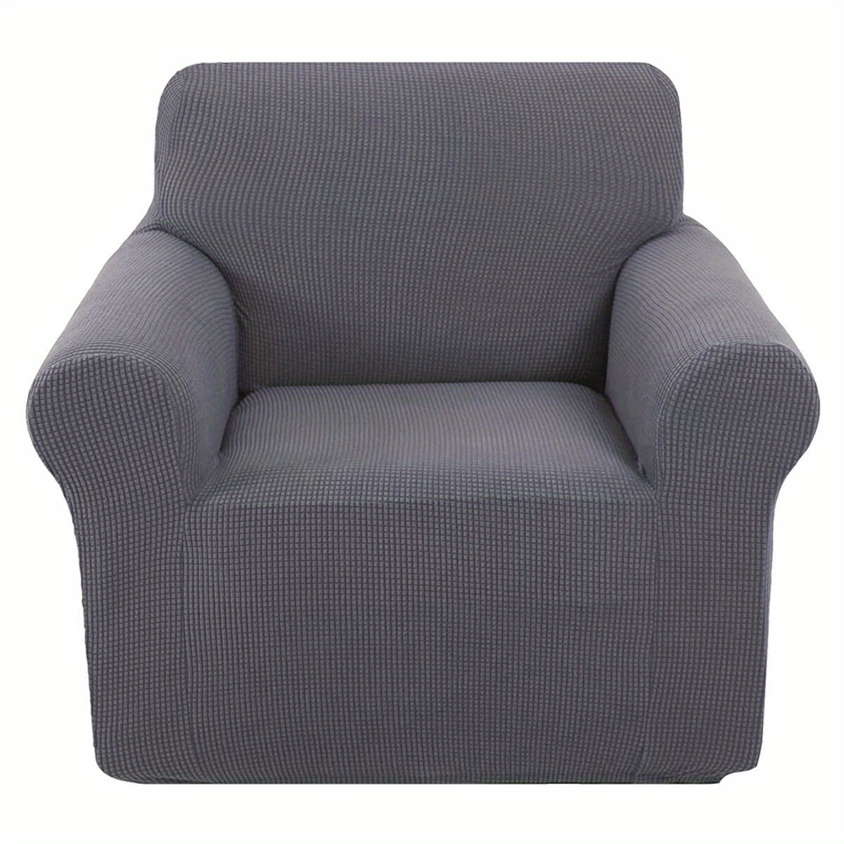 Image of Single-pack Elastic Sofa Cover, Plain Checkered Pattern Living Room Sofa Slipcover, Protects Sofa From Pet Scratches And Kids' Stains, Fabric Protector 220gsm
