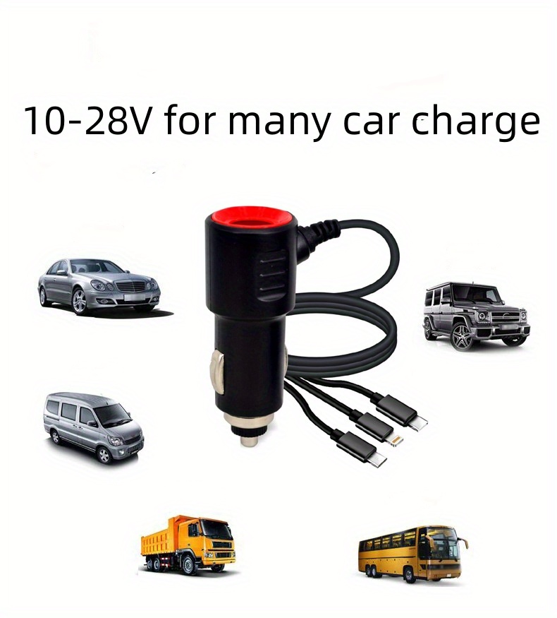 3 in 1 car phone charger 18w car charging with 3 cable for samsung galaxy s23 s22 s21 google pixel moto lg android ipad pro details 2