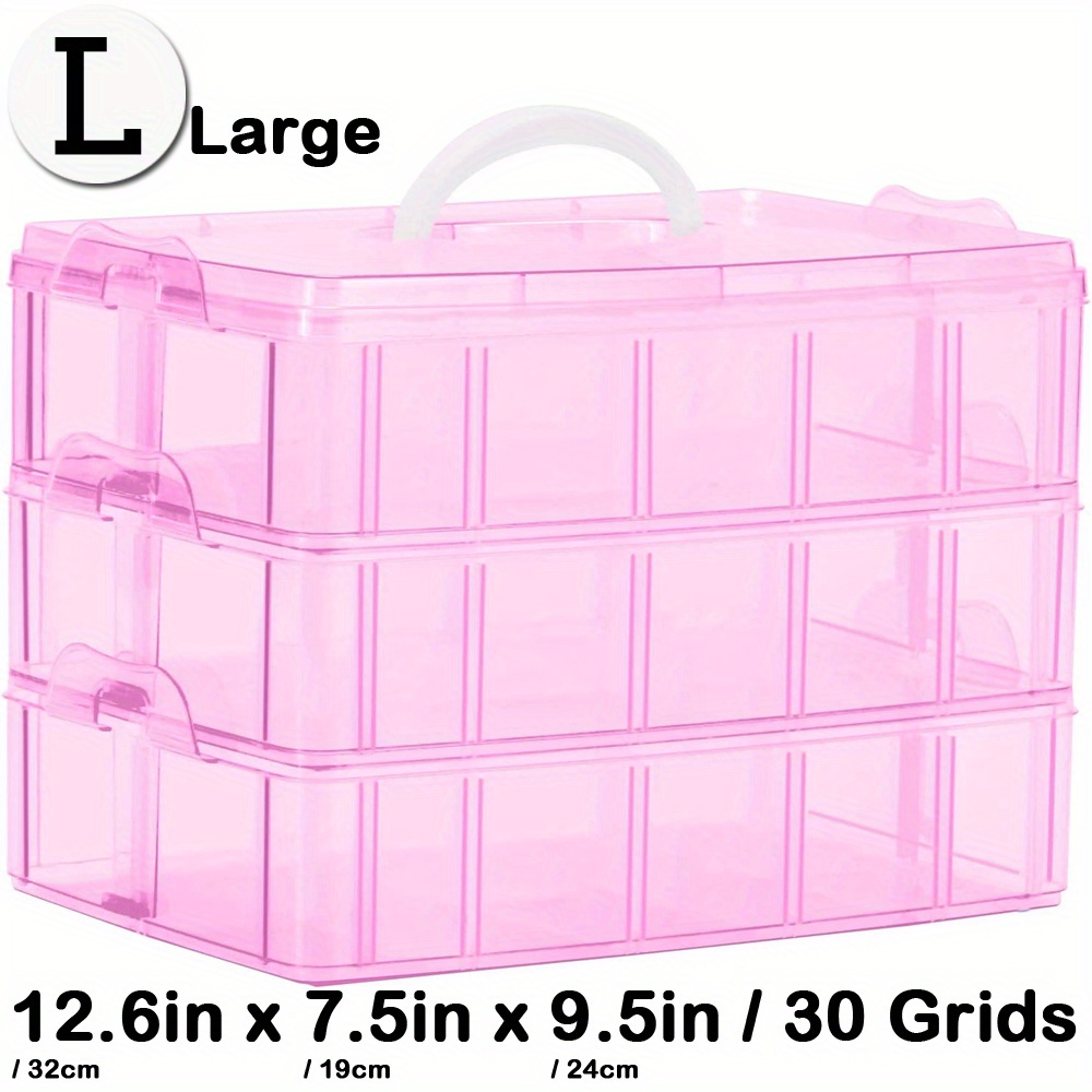 Stackable Storage Container, Pink - 30 Compartments - Everything