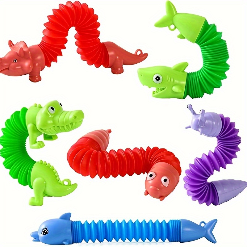 6pcs Animal Pop Tubes,Mini Keychain Pop Tubes Kids Party Favors ,Toddler  Toys Age 1-2 2-4,Sensory Toys For Toddlers 1-3,Party Favors For Kids 4-8  8-12