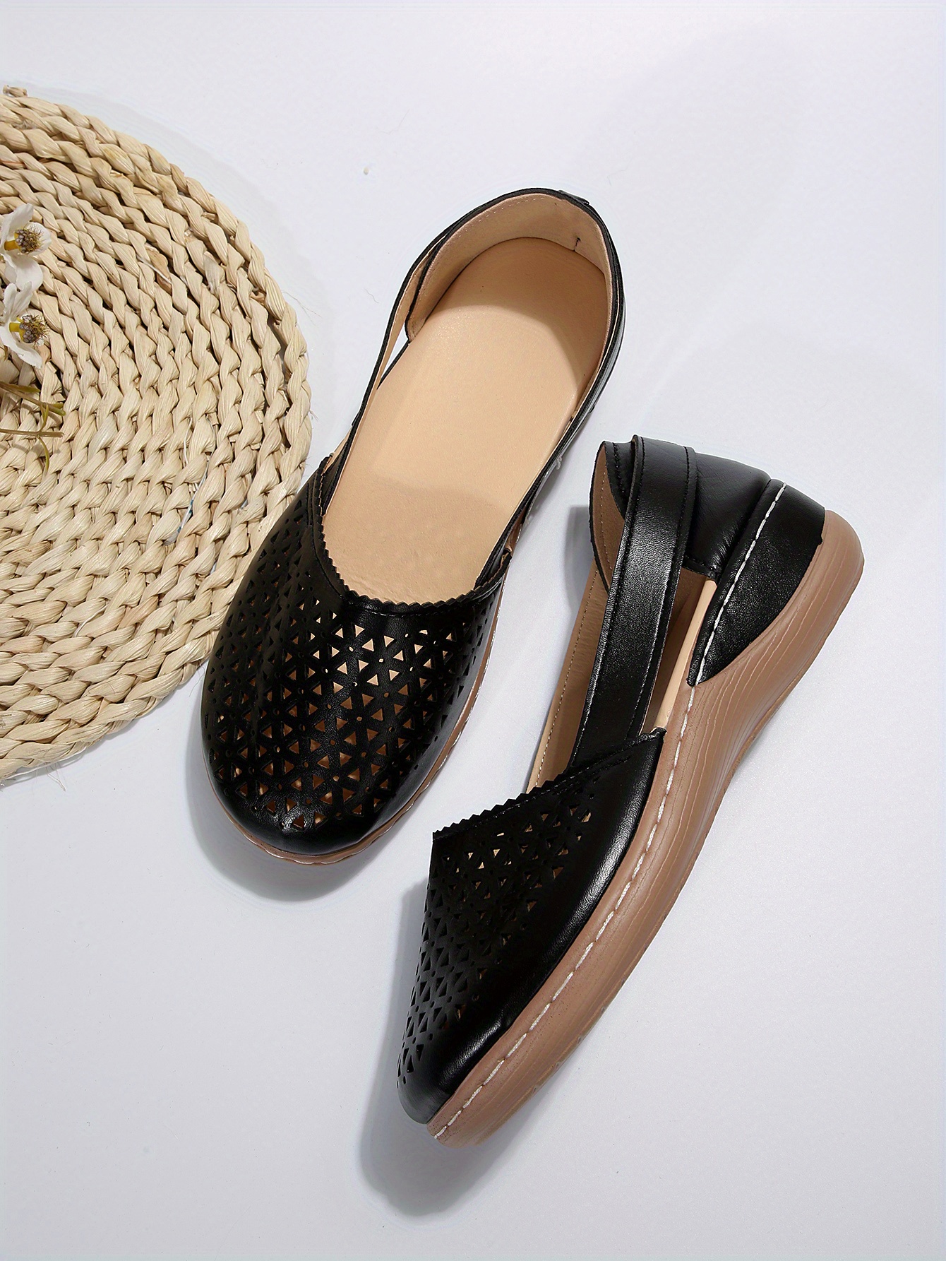 Women's Retro Hollow Design Wedge Sandals Breathable Slip - Temu