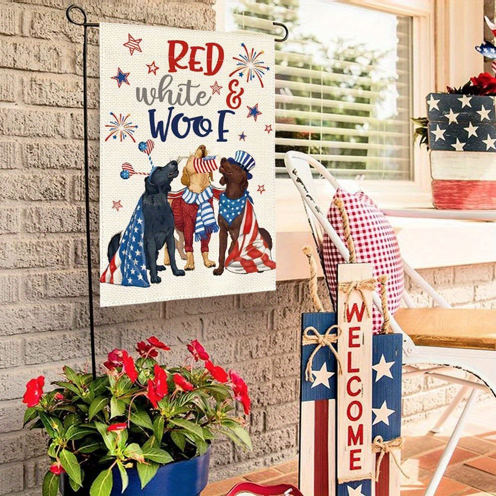 1pc colorlife patriotic 4th of july dogs garden flag double sided memorial day independence day american stars and stripes yard outdoor decoration 12x18 inch 28x40 inch no flagpole details 6