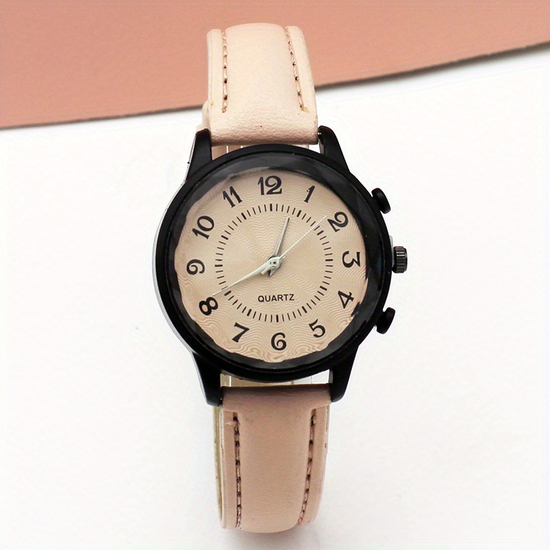 Funny Quartz Watch for Men Black Dial Quartz Watches Leather Strap  Wristwatch