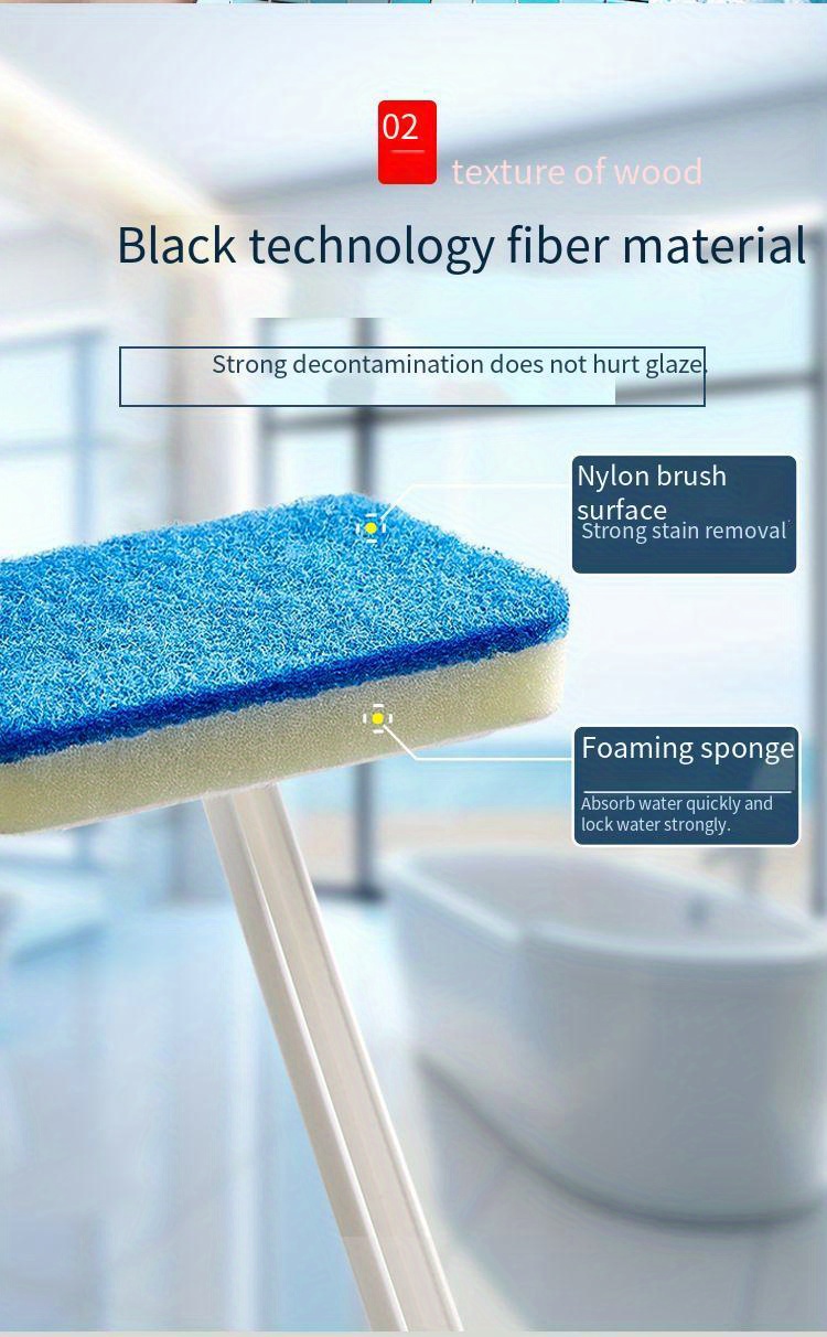 Multi-functional Bathroom Wall Cleaning Sponge, Long Handle, Removable  Household Floor Bathtub Brushes, Ceramic Tile Sponge Cleaning Tools - Temu