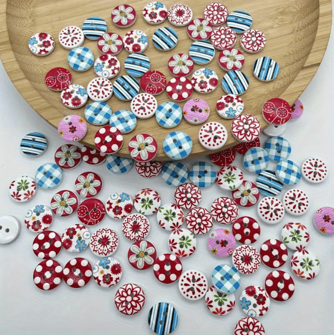 Random Mix Color Wooden Buttons 2 hole Painted Wooden - Temu