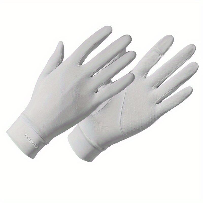 1 Pair Anti-slip Silicone Fingertip Opening Summer Gloves Buttons Cuff  Ladies Anti-uv Ice Silk Thin Gloves For Outdoor