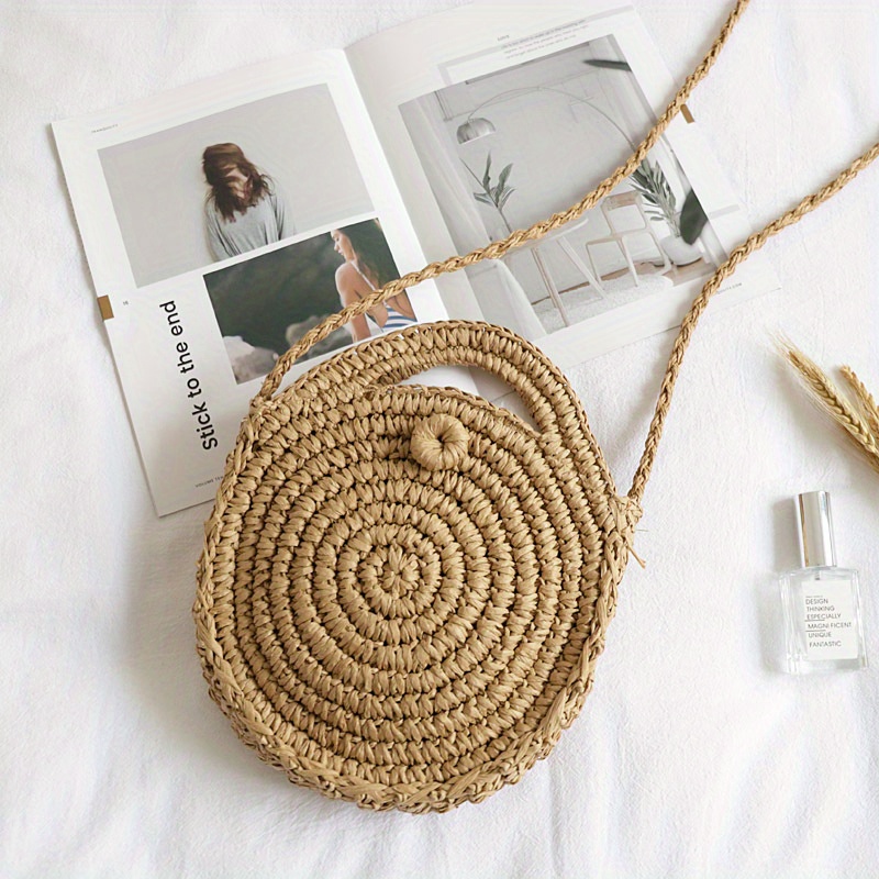 Circle Straw Crossbody Bag